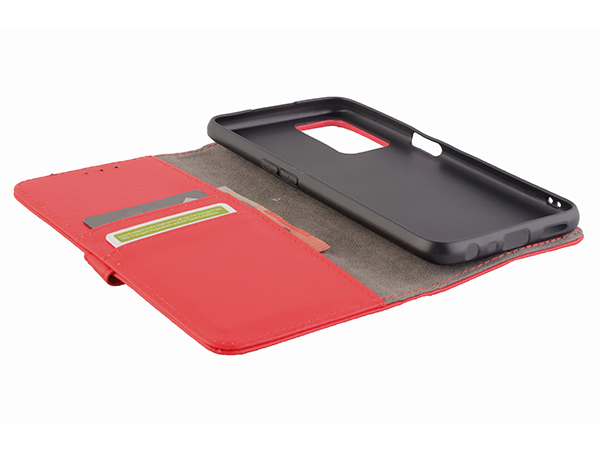 Synthetic Leather Wallet Case with Stand for OPPO A54s - Red
