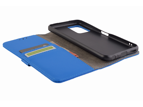 Synthetic Leather Wallet Case with Stand for vivo Y21 - Blue