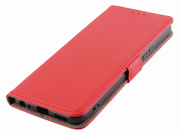 Synthetic Leather Wallet Case with Stand for vivo Y21 - Red