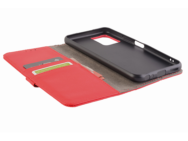 Synthetic Leather Wallet Case with Stand for vivo Y21 - Red