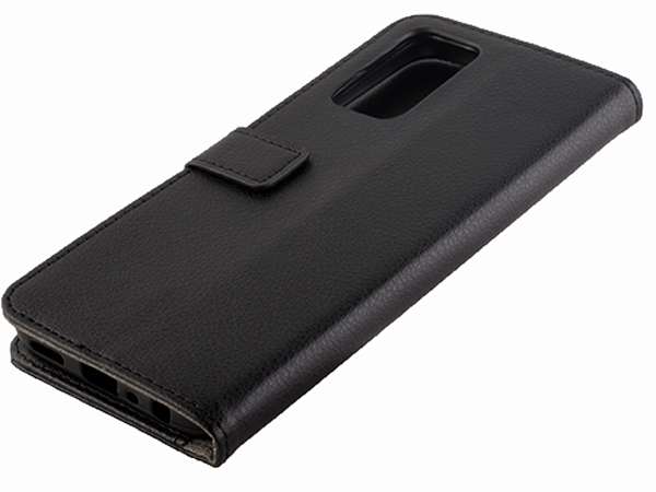 Synthetic Leather Wallet Case with Stand for OPPO A16s - Black Leather Wallet Case