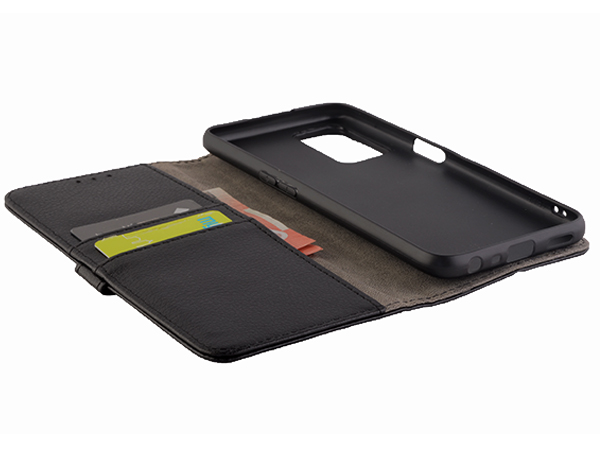 Synthetic Leather Wallet Case with Stand for OPPO A16s - Black