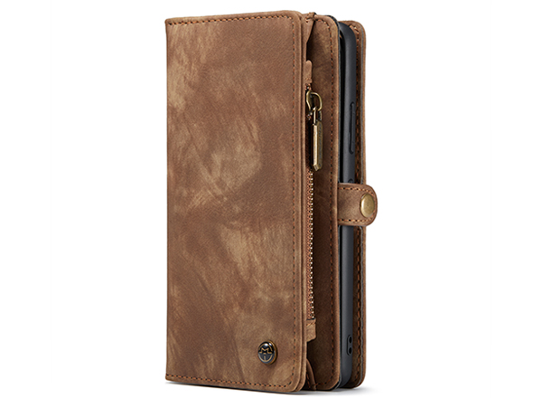 CaseMe 2-in-1 Synthetic Leather Wallet Case for Samsung Galaxy S22 - Beige/Tan Leather Wallet Case