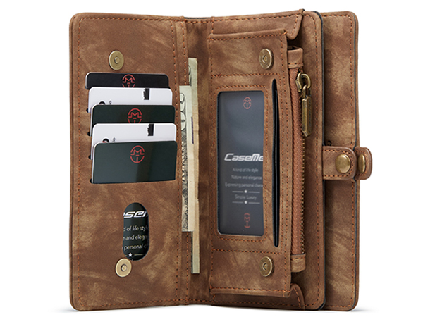 CaseMe 2-in-1 Synthetic Leather Wallet Case for Samsung Galaxy S22 - Beige/Tan