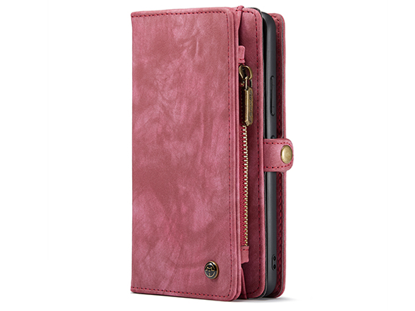 CaseMe 2-in-1 Synthetic Leather Wallet Case for Samsung Galaxy S22 - Pink/Blush Leather Wallet Case