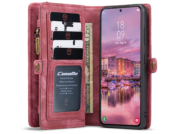 CaseMe 2-in-1 Synthetic Leather Wallet Case for Samsung Galaxy S22 - Pink/Blush