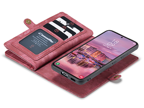 CaseMe 2-in-1 Synthetic Leather Wallet Case for Samsung Galaxy S22 - Pink/Blush