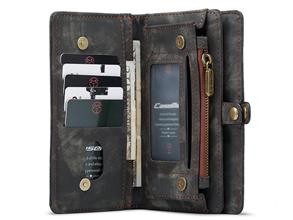 CaseMe 2-in-1 Synthetic Leather Wallet Case for Samsung Galaxy S22+ - Khaki/Grey