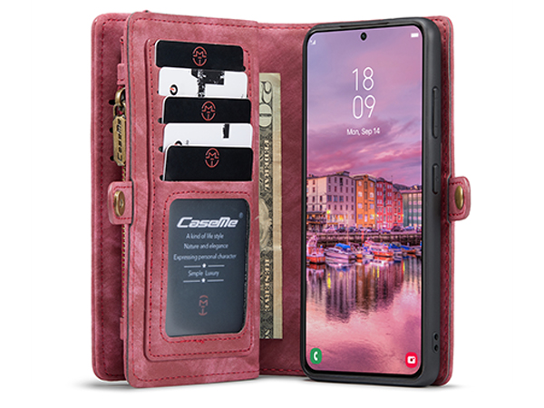 CaseMe 2-in-1 Synthetic Leather Wallet Case for Samsung Galaxy S22+ - Pink/Blush