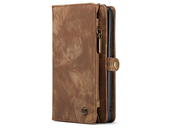 CaseMe 2-in-1 Synthetic Leather Wallet Case for Samsung Galaxy S22+ - Beige/Tan Leather Wallet Case