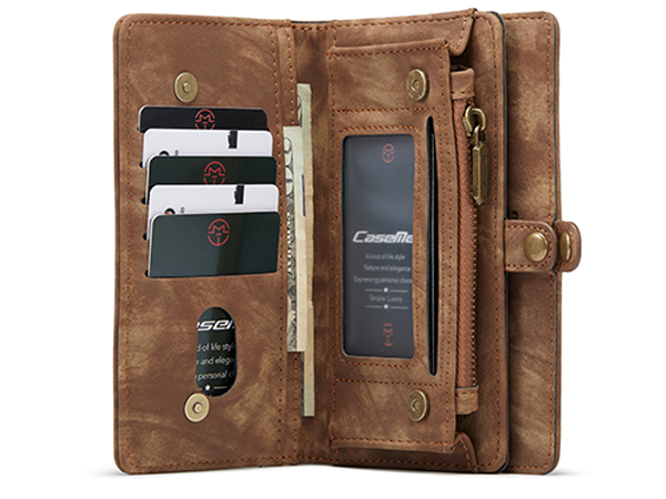 CaseMe 2-in-1 Synthetic Leather Wallet Case for Samsung Galaxy S22+ - Beige/Tan