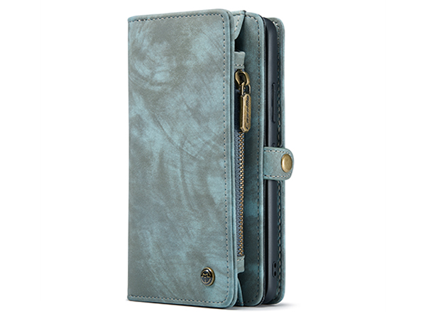 CaseMe 2-in-1 Synthetic Leather Wallet Case for Samsung Galaxy S22+ - Teal/Ash Leather Wallet Case