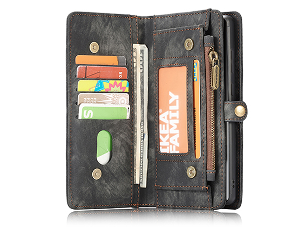 CaseMe 2-in-1 Synthetic Leather Wallet Case for Samsung Galaxy S22 Ultra - Khaki/Grey