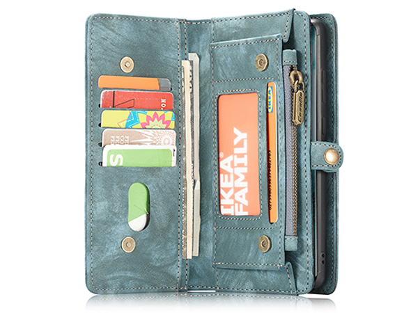 CaseMe 2-in-1 Synthetic Leather Wallet Case for Samsung Galaxy S22 Ultra - Teal/Ash