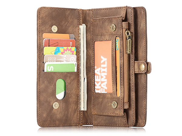 CaseMe 2-in-1 Synthetic Leather Wallet Case for Samsung Galaxy S22 Ultra - Beige/Tan