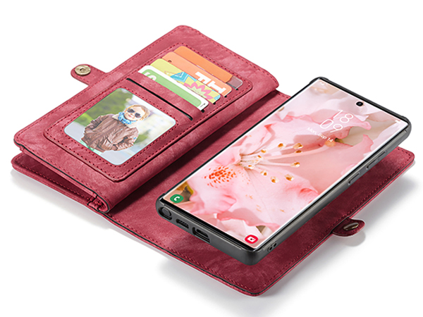CaseMe 2-in-1 Synthetic Leather Wallet Case for Samsung Galaxy S22 Ultra - Pink/Blush