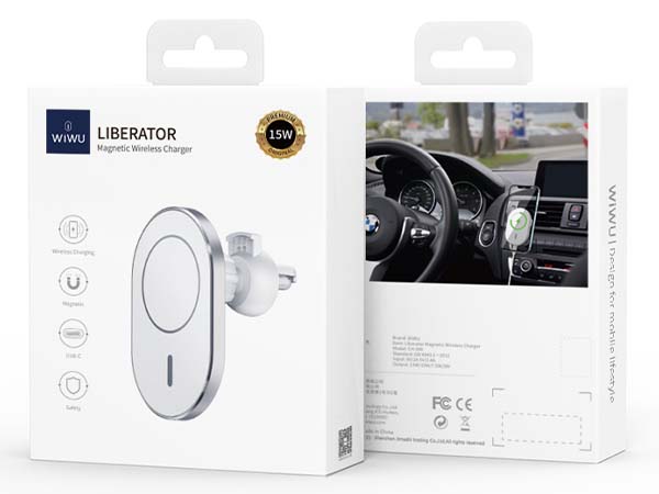 WiWU CH306 Liberator Magnetic Car Mount 15W Wireless Charger - White