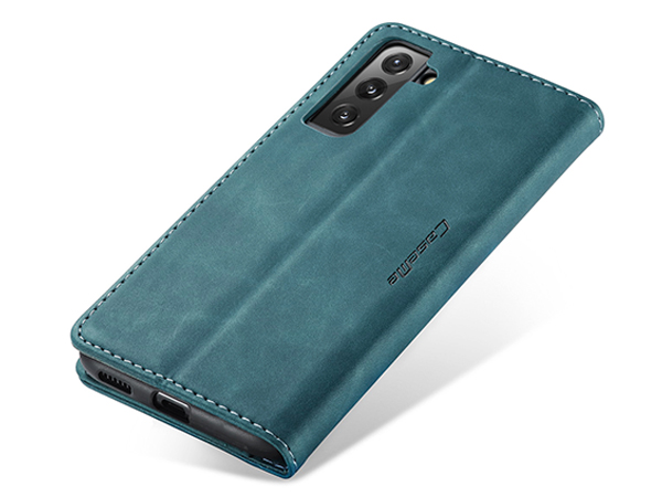 CaseMe Slim Synthetic Leather Wallet Case with Stand for Samsung Galaxy S22 - Teal