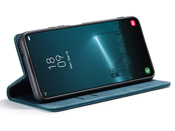 CaseMe Slim Synthetic Leather Wallet Case with Stand for Samsung Galaxy S22 - Teal