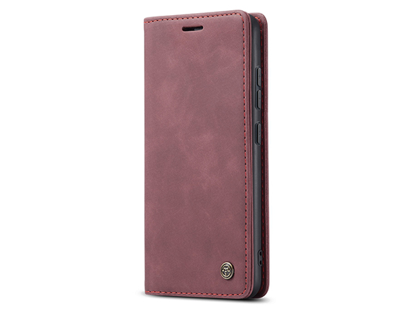 CaseMe Slim Synthetic Leather Wallet Case with Stand for Samsung Galaxy S22 - Burgundy
