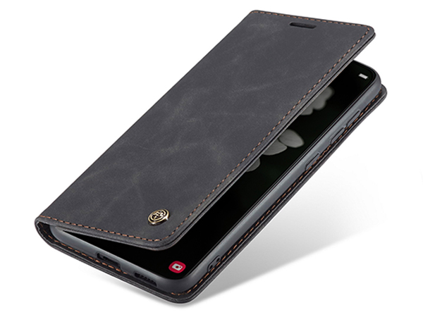 CaseMe Slim Synthetic Leather Wallet Case with Stand for Samsung Galaxy S22 - Charcoal
