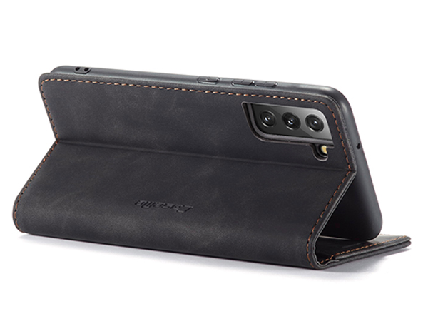 CaseMe Slim Synthetic Leather Wallet Case with Stand for Samsung Galaxy S22 - Charcoal