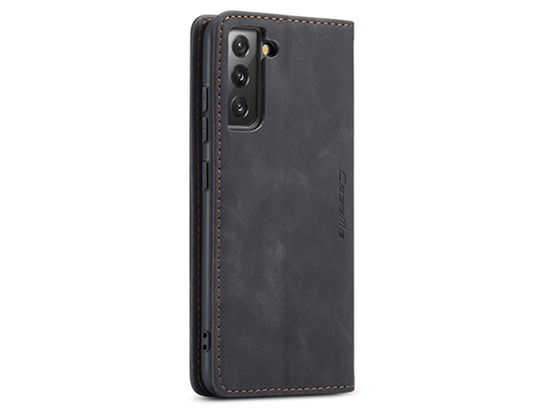 CaseMe Slim Synthetic Leather Wallet Case with Stand for Samsung Galaxy S22 - Charcoal