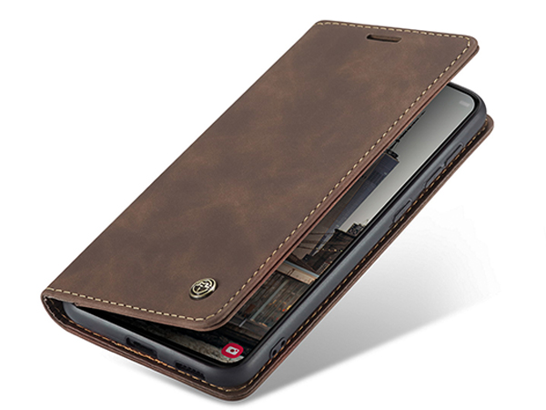 CaseMe Slim Synthetic Leather Wallet Case with Stand for Samsung Galaxy S22 - Chocolate