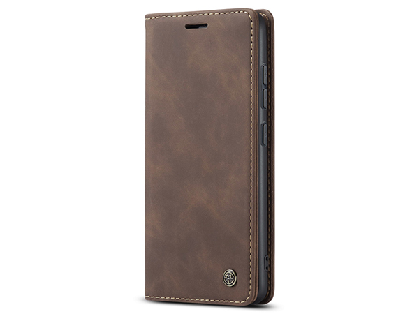 CaseMe Slim Synthetic Leather Wallet Case with Stand for Samsung Galaxy S22 - Chocolate
