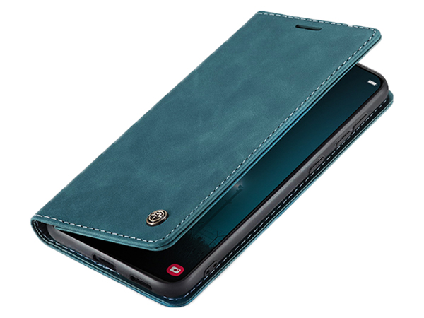 CaseMe Slim Synthetic Leather Wallet Case with Stand for Samsung Galaxy S22+ - Teal Leather Wallet Case