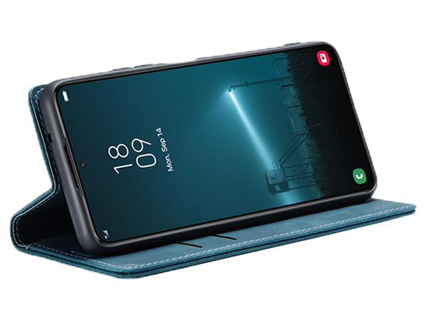 CaseMe Slim Synthetic Leather Wallet Case with Stand for Samsung Galaxy S22+ - Teal