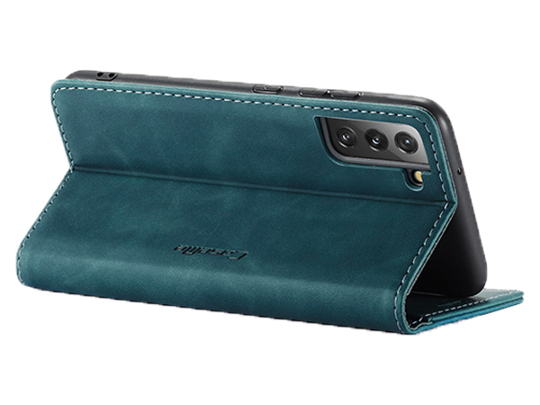 CaseMe Slim Synthetic Leather Wallet Case with Stand for Samsung Galaxy S22+ - Teal