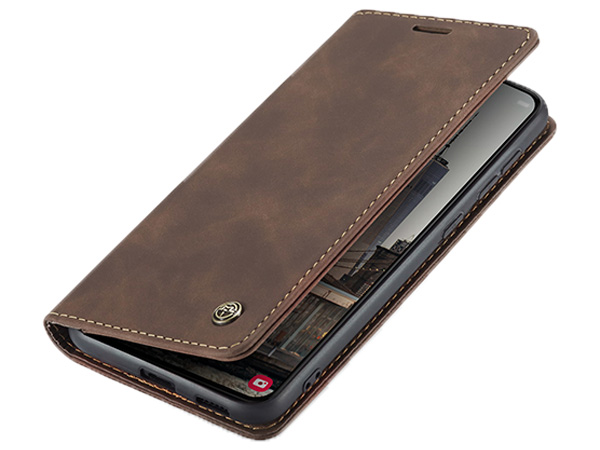 CaseMe Slim Synthetic Leather Wallet Case with Stand for Samsung Galaxy S22+ - Chocolate Leather Wallet Case