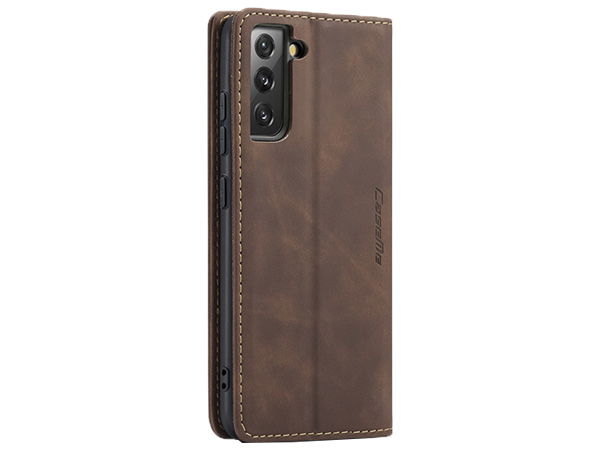 CaseMe Slim Synthetic Leather Wallet Case with Stand for Samsung Galaxy S22+ - Chocolate