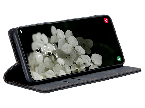 CaseMe Slim Synthetic Leather Wallet Case with Stand for Samsung Galaxy S22+ - Charcoal