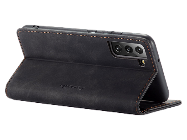 CaseMe Slim Synthetic Leather Wallet Case with Stand for Samsung Galaxy S22+ - Charcoal