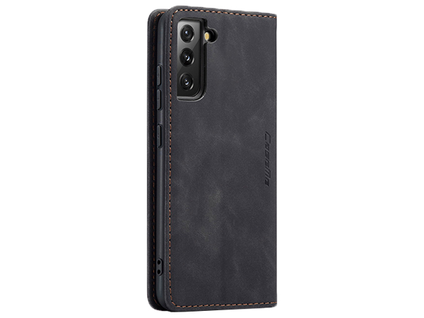 CaseMe Slim Synthetic Leather Wallet Case with Stand for Samsung Galaxy S22+ - Charcoal