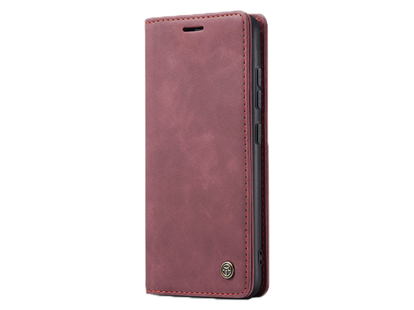 CaseMe Slim Synthetic Leather Wallet Case with Stand for Samsung Galaxy S22+ - Burgundy