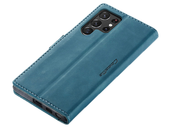 CaseMe Slim Synthetic Leather Wallet Case with Stand for Samsung Galaxy S22 Ultra - Teal