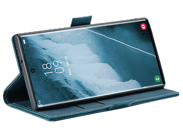 CaseMe Slim Synthetic Leather Wallet Case with Stand for Samsung Galaxy S22 Ultra - Teal