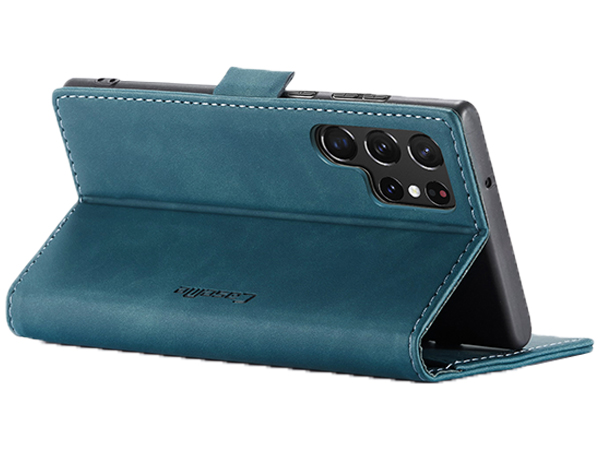 CaseMe Slim Synthetic Leather Wallet Case with Stand for Samsung Galaxy S22 Ultra - Teal