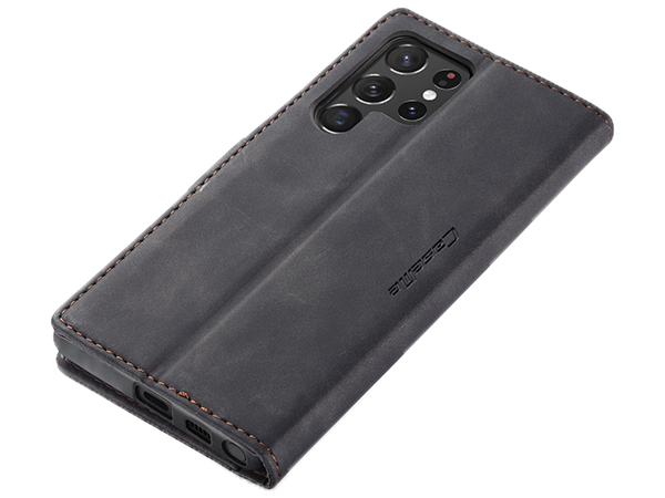 CaseMe Slim Synthetic Leather Wallet Case with Stand for Samsung Galaxy S22 Ultra - Charcoal