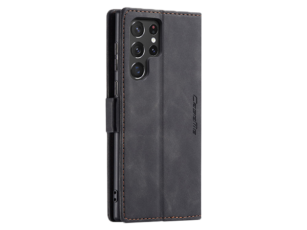CaseMe Slim Synthetic Leather Wallet Case with Stand for Samsung Galaxy S22 Ultra - Charcoal