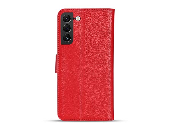 Premium Leather Wallet Case for Samsung Galaxy S22+ - Red Leather Wallet Case