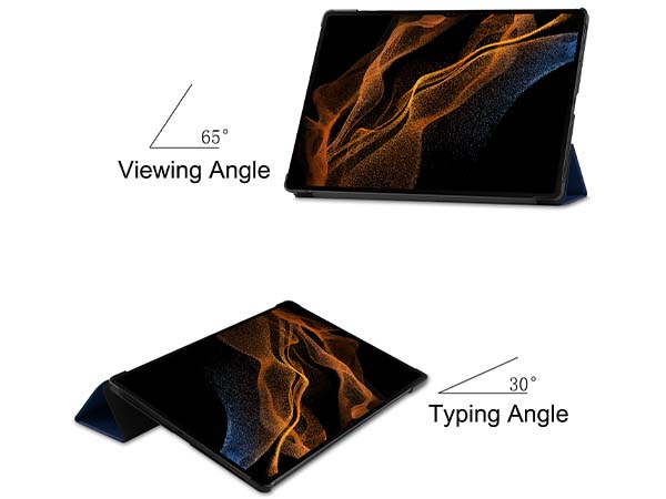 Slim Synthetic Leather Flip Case with Stand for Samsung Galaxy Tab S8 Ultra - Midnight Blue