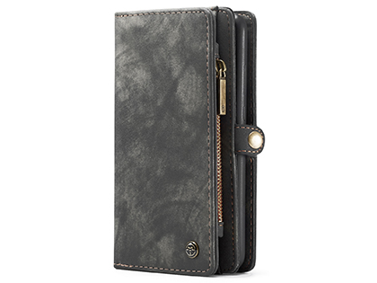 CaseMe 2-in-1 Synthetic Leather Wallet Case for Samsung Galaxy A71 - Khaki/Grey Leather Wallet Case