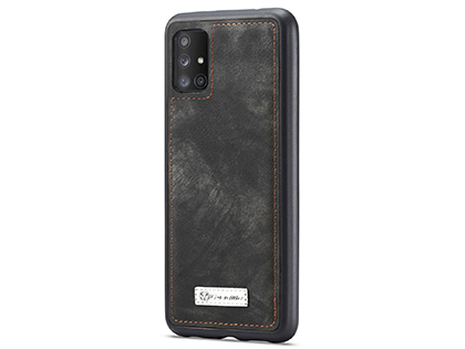CaseMe 2-in-1 Synthetic Leather Wallet Case for Samsung Galaxy A71 - Khaki/Grey