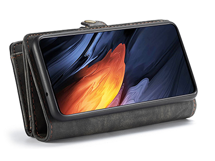 CaseMe 2-in-1 Synthetic Leather Wallet Case for Samsung Galaxy A71 - Khaki/Grey