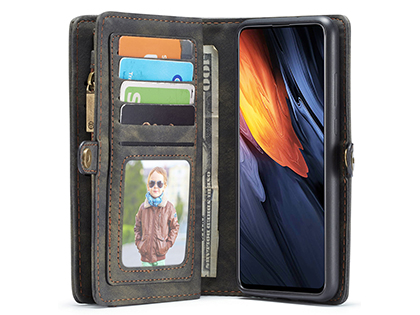 CaseMe 2-in-1 Synthetic Leather Wallet Case for Samsung Galaxy A71 - Khaki/Grey