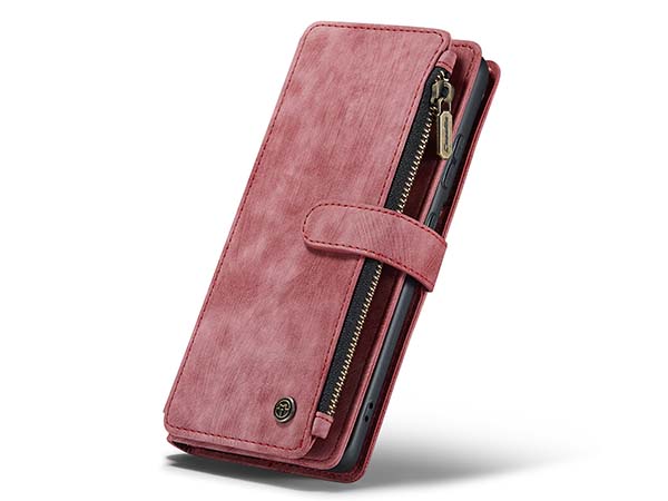 CaseMe Synthetic Leather Wallet Case with Zipper Pocket for Samsung Galaxy S22 - Blush